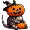Cute Halloween Armadillo Witch Pumpkin