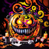 spooky Halloween pumpkin smiling