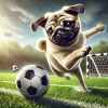 Playful dog playing football