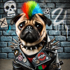 Punk Pug with Rainbow Mane