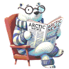 Eisbär liest Zeitung