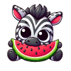Zebra Watermelon Cartoon Summer Fun
