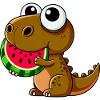 T-Rex with Watermelon Summer Cartoon