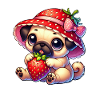 Pug with Strawberry Summer Fruity