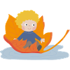 Child sailing on a leaf