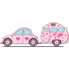 Auto asuntovaunulla Pink Heart