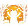 Halloween Cat - Pumpkin - Creepy - Grin