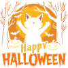 Chat joyeux Halloween - Sourire effrayant