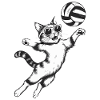 Cat in sunglasses playing volleyball