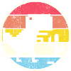 Pixel Sunset Circle with Silhouette