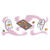 Ghosts Baking Cookies - Wide Motif