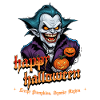 Halloween Vampire with Pumpkins