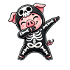 Halloween Skeleton Cute Pig Men