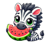 Zebra Melon Cartoon Watermelon Summer
