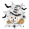 Pumpkin with witch hat