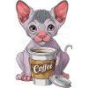 Nacktkatze mit Kaffee