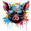 Funny piglet with sunglasses