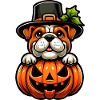 Halloween Bulldog Pumpkin Cartoon Cute