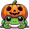 Cute Halloween Frog Pumpkin Cartoon