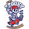 Halloween Skeleton Rides Skateboard