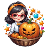 Girls Halloween Pumpkin Basket