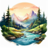 Scenic Mountain River Art
