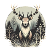 Majestätischer Hirsch in Waldsilhouette