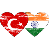 Turquie Inde Drapeau Coeur Utilisé