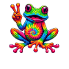 Frog Peace Sign Cute Hippie