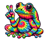 Frog Peace Sign Cute Hippie