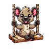 Funny hyena swings cartoon playground