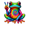 Frog Peace Sign Cute Hippie