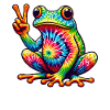 Frog Peace Sign Cute Hippie