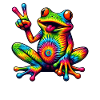 Frog Peace Sign Cute Hippie