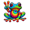 Frog Peace Sign Cute Hippie