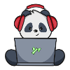 Gaming Panda with yellow headset