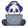 Gaming Panda with blue headset