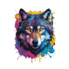 Colourful wolf with expressiveness and