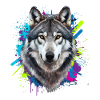 Strong wolf art with colours
