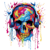 Zombie skull loves music