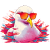 Pink seagull with sunglasses