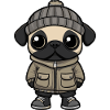 Pug Dog Winter