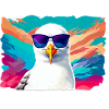 Funny seagull with sunglasses
