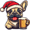 French Buldog Dog Christmas Beer