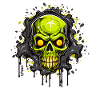 Laughing, green dripping skull