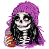 Skelett Mädchen im Lila Hoodie