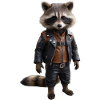 Raccoon in biker gear