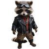 Raccoon in biker outfit