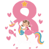 Cute 8th Birthday Unicorn Girl Riding Unicorn