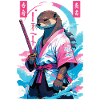 Samurai Otter Aesthetic Vaporwave Asian Style